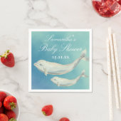 ベルーガ鯨ママと子牛の赤ちゃんシャワー スタンダードカクテルナプキン (インサイチュ)