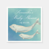 ベルーガ鯨ママと子牛の赤ちゃんシャワー スタンダードカクテルナプキン (正面)