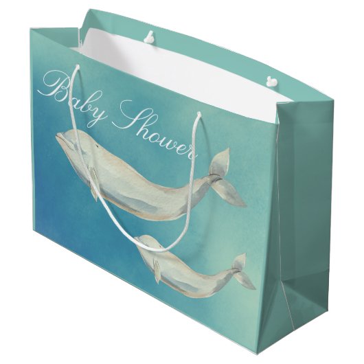 ベルーガ鯨ママと子牛の赤ちゃんシャワー ラージペーパーバッグ (裏面アングル)