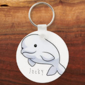 ベルーガ・クジラの幸運の魅力 キーホルダー (正面)
