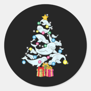 ベルーガ クリスマスツリー シロイルカ イルカのクリスマス ラウンドシール