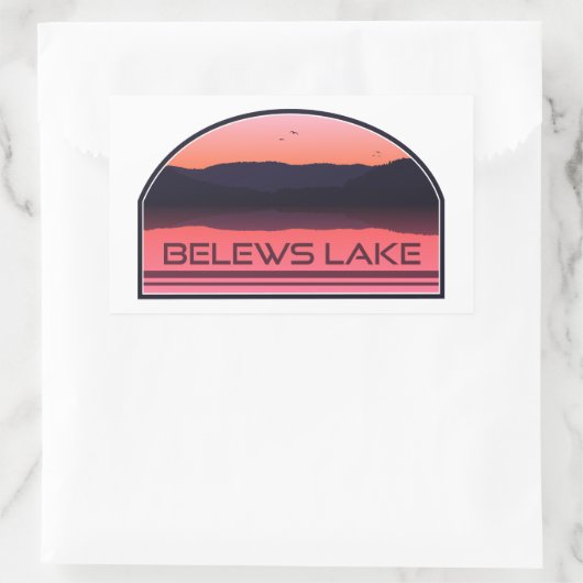 ベルーズレイクノースカロライナ赤い日の出 長方形シール (バッグ)