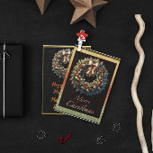 ベル付きクリスマスリースのホリデーグリーティングカード シーズンカード