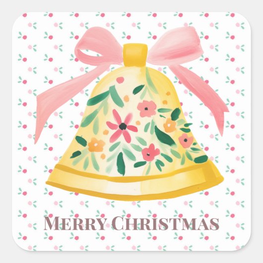 ベル付きメリークリスマスステッ名門私立校風のカー スクエアシール (正面)