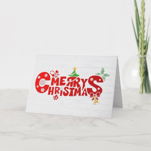 ベル付き楽しいメリークリスマステキスト シーズンカード (正面)