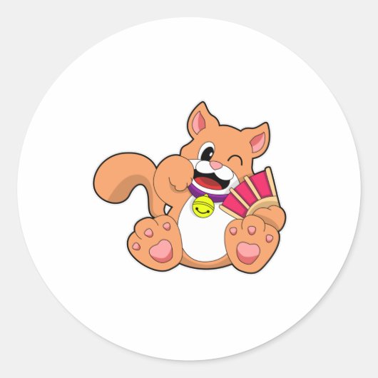 ベル付き猫 ラウンドシール (正面)