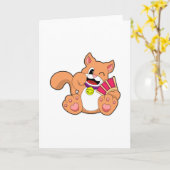 ベル付の猫 カード (黄色い花)