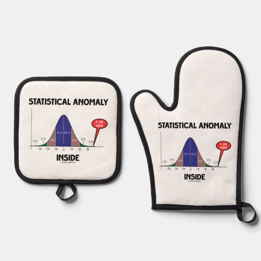 ベル曲線内部の統計異常ここにいる 鍋つかみ&鍋敷きセット (正面)