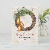 ベル素朴リース樺の木ウォーターカラーフローラホリデイ シーズンカード (スタンド正面)