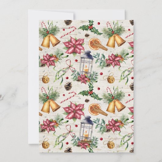 ベル素朴リース樺の木ウォーターカラーフローラホリデイ シーズンカード (裏面)