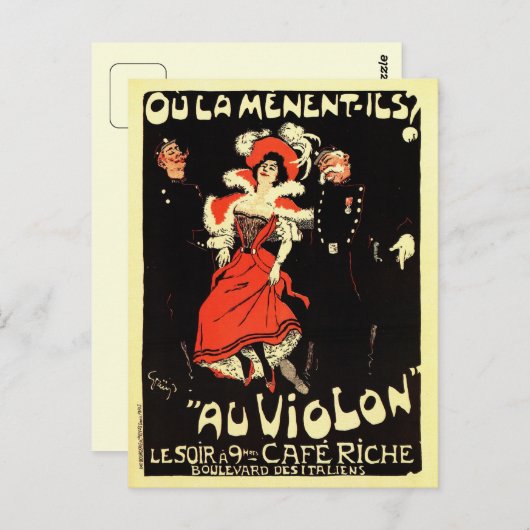 ベル・エポック時代のフランスの古いナイトクラブの広告 ポストカード (正面/裏面)