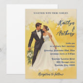 ベル・エポック様式のヴィンテージ結婚式招待状 (正面/裏面)