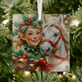 ベル・ホーリー・ホース クリスマスエルフ ガラスオーナメント