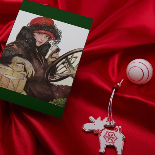 ベル、ヴィンテージレディークリスマスショッピング シーズンカード