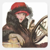 ベル、ヴィンテージレディークリスマスショッピング スクエアシール (正面)