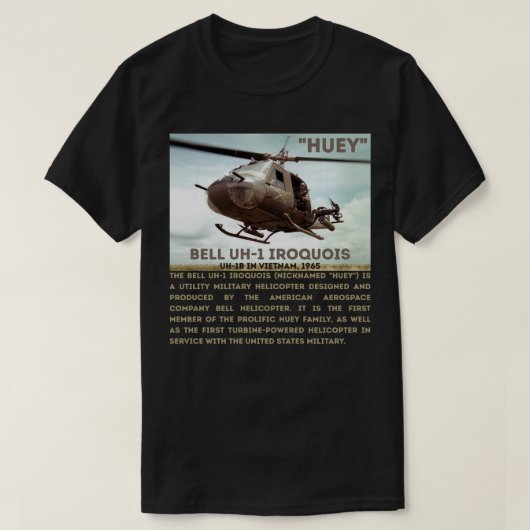ベル UH-1 イロコイ "ヒューイ" Tシャツ (デザイン正面)
