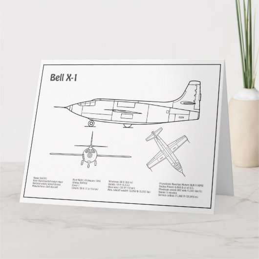 ベルX-1 – 飛行機の設計図の計画BD サンキューカード (正面)