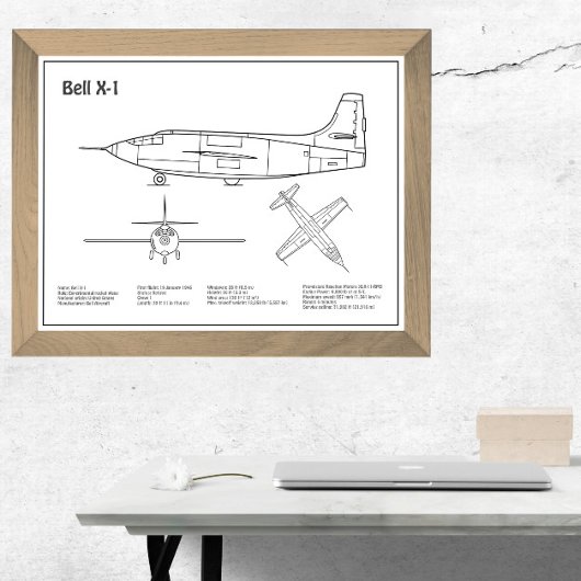 ベルX-1 – 飛行機の設計図の計画BD フォトプリント           
