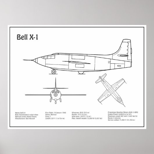 ベルX-1 – 飛行機の設計図の計画BD ポスター (正面)
