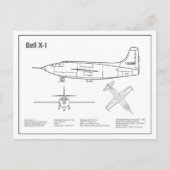 ベルX-1 – 飛行機の設計図の計画BD ポストカード (正面)