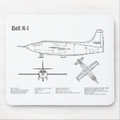 ベルX-1 – 飛行機の設計図の計画BD マウスパッド (正面)