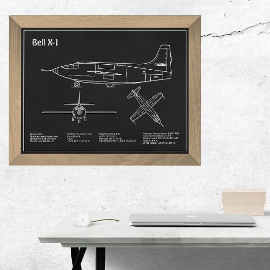 ベルX-1 – 飛行機の設計図の計画PD フォトプリント           