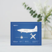 ベルX-1 – 飛行機の設計図プランABD ポストカード (スタンド正面)