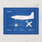 ベルX-1 – 飛行機の設計図プランABD ポストカード (正面)