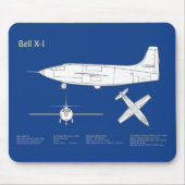 ベルX-1 – 飛行機の設計図プランABD マウスパッド (正面)