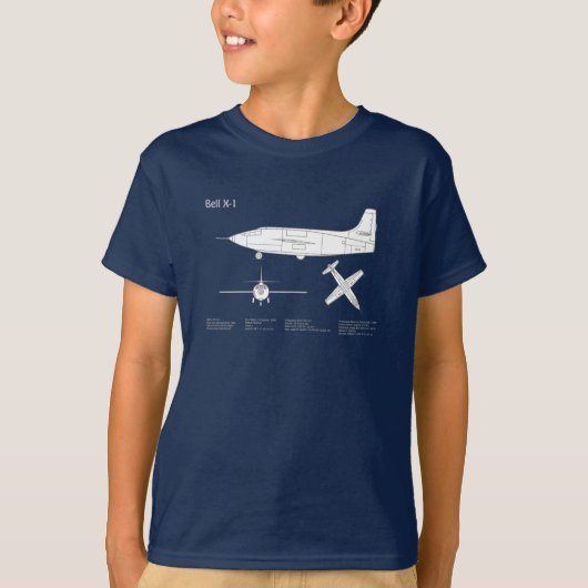 ベルX-1 – 飛行機の設計図プランABD Tシャツ (正面)