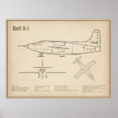 ベルX-1 – 飛行機の設計図プランSD ポスター (正面)
