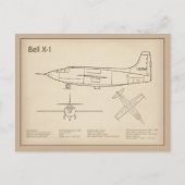 ベルX-1 – 飛行機の設計図プランSD ポストカード (正面)