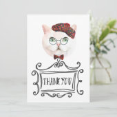 ベレファンシーット付き猫 サンキューカード (スタンド正面)