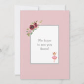 ベレリナダンサー |ピンクフローラバレエ誕生日 招待状 (裏面)