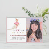 ベレリナダンサー |ピンクフローラバレエ誕生日 招待状 (スタンド正面)
