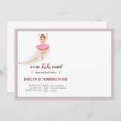 ベレリナダンサー |ピンクフローラバレエ誕生日 招待状 (正面/裏面)