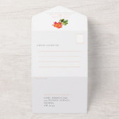 ベレーテ結婚ィーの茶バラ水の色のコーラルオレンジ オールインワン招待状 (外側)