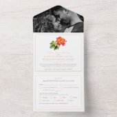 ベレーテ結婚ィーの茶バラ水の色のコーラルオレンジ オールインワン招待状 (内側)