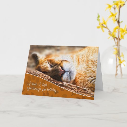 ベレート誕生日おもしろいクーガー絵画ズ カード (黄色い花)