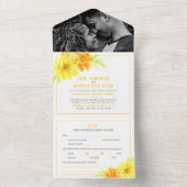 ベレードウェディングパーティー黄色のマリゴルド水の色 オールインワン招待状 (内側)