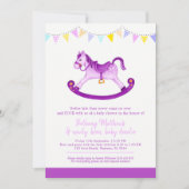 ベレードベビーシャワーロッキングホースベビー紫 招待状 (正面)