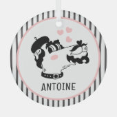 ベレーフランスのトの名前を付けたプードルパーソナライズされたドッグ ガラスオーナメント (正面)