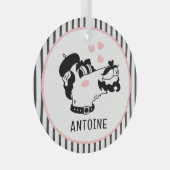 ベレーフランスのトの名前を付けたプードルパーソナライズされたドッグ ガラスオーナメント (正面右)