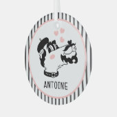 ベレーフランスのトの名前を付けたプードルパーソナライズされたドッグ ガラスオーナメント (正面左)