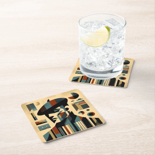 ベレーモダントを着た中世紀美術の男 スクエアペーパーコースター (インサイチュ)