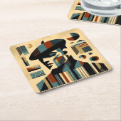 ベレーモダントを着た中世紀美術の男 スクエアペーパーコースター (アングル)