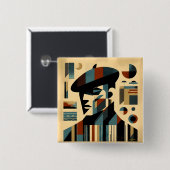 ベレーモダントを着た中世紀美術の男 缶バッジ (正面&裏面)