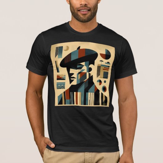 ベレーモダントを着た中世紀美術の男 Tシャツ (正面)
