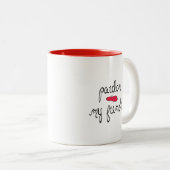 ベレー帽との私のフランス語を赦免して下さい ツートーンマグカップ (正面右)