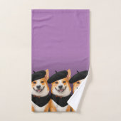 ベレー&バンダナを着たかわいいシックなコギの犬 バスタオルセット (ハンドタオル)